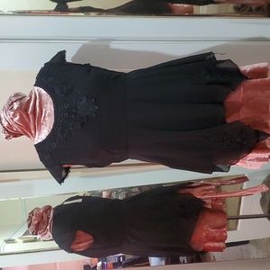 14 cute black lace top with appliques